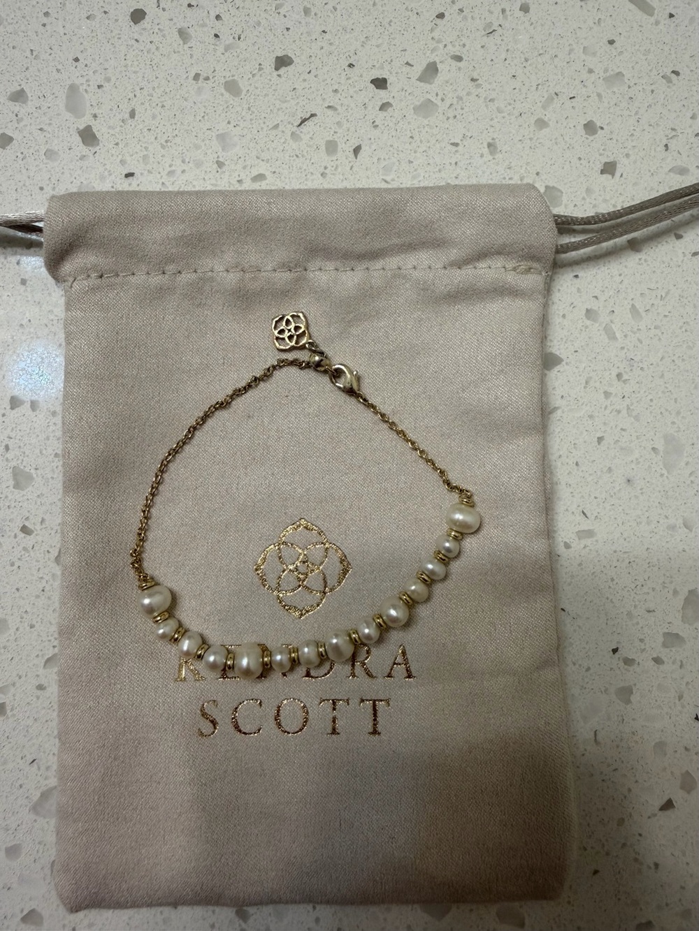 Jovie Gold Beaded Delicate Chain Bracelet in Freshwater Cultured Pearl